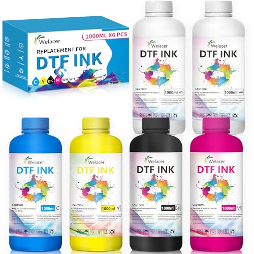 DTF Ink 5Color Kit 1000mlx6 Heat Transfer Ink Refill I3200 ET (202.8841 Fl Oz)