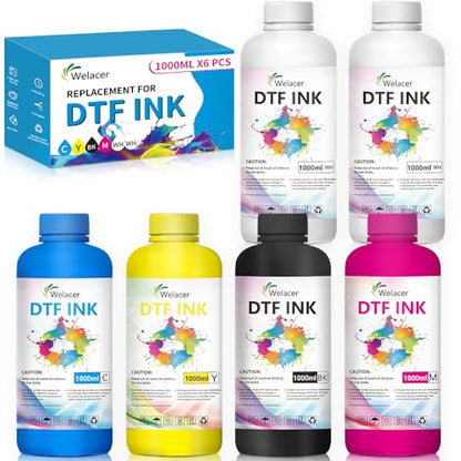 DTF Ink 5Color Kit 1000mlx6 Heat Transfer Ink Refill I3200 ET (202.8841 Fl Oz)
