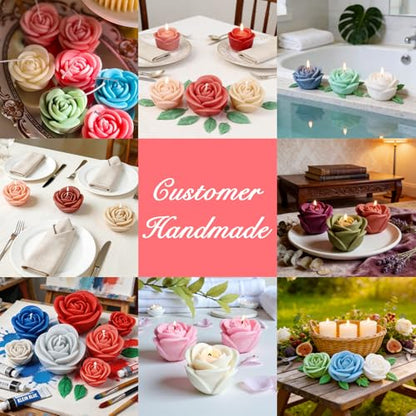 4 PCS Rose Candle Mold Silicone