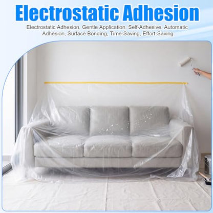 9 Roll Painters Plastic with Tape Pre Taped Masking Film for Painting Automotive Paint Adhesive Protective Film Masking Tape Roll Plastic Painting Covering