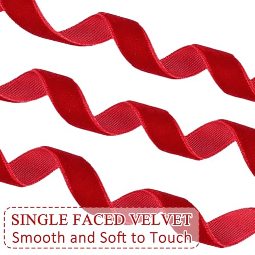 20yd 0.39" Red Velvet Ribbon Single Faced for Crafts (2 Count)