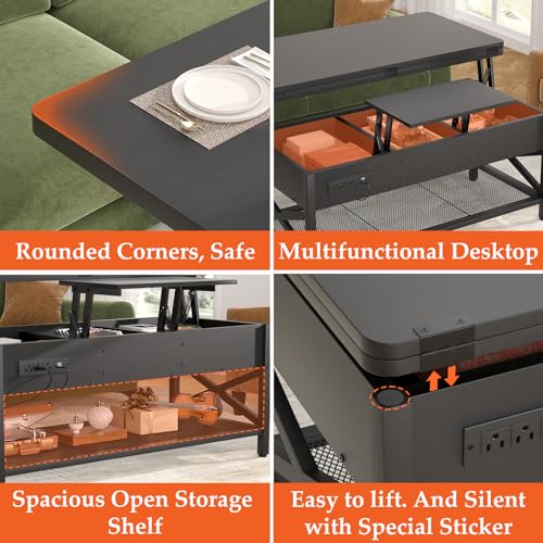 Lift Top Coffee Table with LED Light