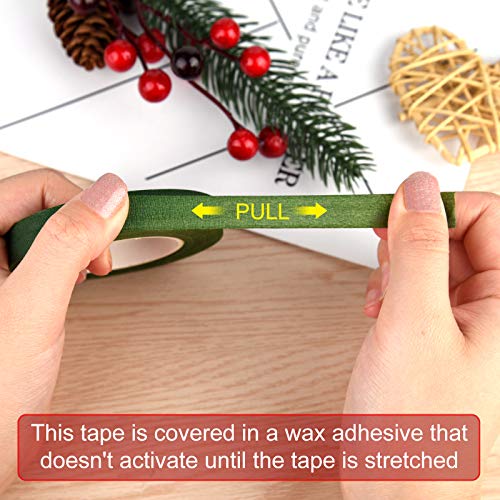 1 2" Wide Dark Green Floral Tapes Florist Tape for Bouquet Stem Wrapping and Floral Crafts (540 Foot)