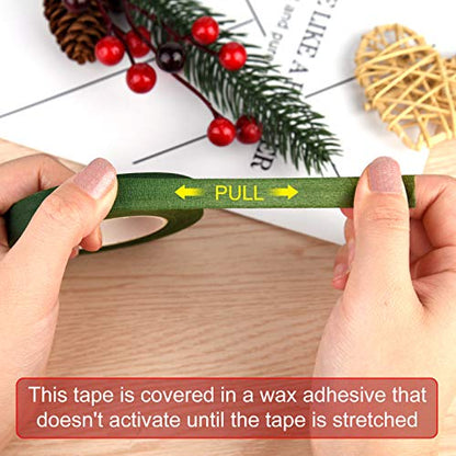 1 2" Wide Dark Green Floral Tapes Florist Tape for Bouquet Stem Wrapping and Floral Crafts (540 Foot)