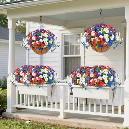 2 Set Artificial Outdoor Flowers with Hanging Basket (2 Count)