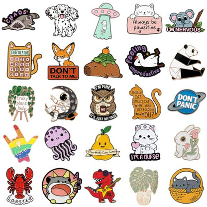 20/40/50/80 PCS Cute Enamel Backpack Pins, Funny Enamel Pins Bulk Set Cool Button Pins Aesthetic Brooch Lapel Pins Anime for Backpacks, Jackets, Hats, Kids, Girls(Style-80) (80 Count)
