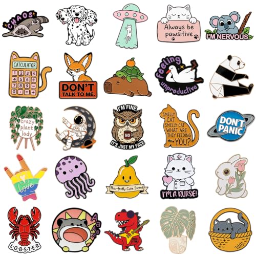 20/40/50/80 PCS Cute Enamel Backpack Pins, Funny Enamel Pins Bulk Set Cool Button Pins Aesthetic Brooch Lapel Pins Anime for Backpacks, Jackets, Hats, Kids, Girls(Style-50) (50 Count)