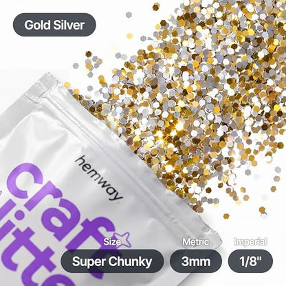 Craft Glitter Gold Silver 100g Super Chunky Glitter
