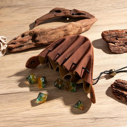 Brown Drawstring Dice Bag and Rolling Tray