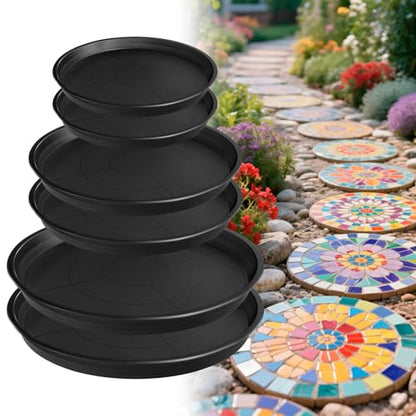 6 Pcs 3 Sizes Round DIY Concrete Stepping Stone Mold (6 Count)
