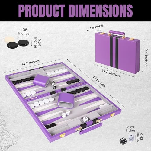 Premium Backgammon 15" Medium Purple