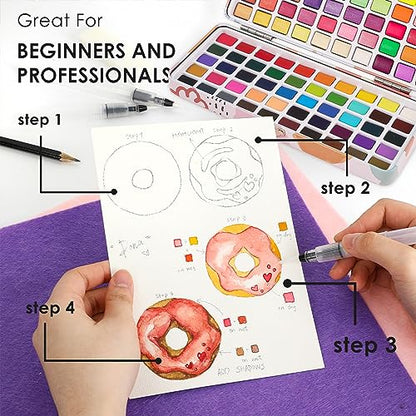 Watercolor Paint Set of 100 Color with Brush Pens (15.4853 Ounce)