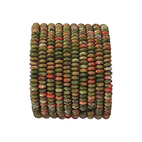 Natural Unakite Disk Stone Beads 4x2mm 160pcs Rondelle Loose Semi Gemstone Beads for Jewelry Making Design (160 Count)