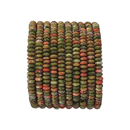 Natural Unakite Disk Stone Beads 4x2mm 160pcs Rondelle Loose Semi Gemstone Beads for Jewelry Making Design (160 Count)