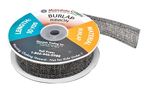 1 Inch Wide Gray Burlap Ribbon for Crafts (60 Foot)