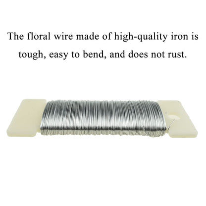 HAHIYO 26Gauge Silver 3 Rolls Total 115 Yards(345 Feet) Metal Floral Wire Flexible Paddle Wire for Crafts Christmas Wreaths Tree Flower Arrangement Bouquet Wrapping Wedding DIY