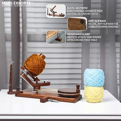 Wooden Yarn Winder & Yarn Swift for Knitting and Crocheting