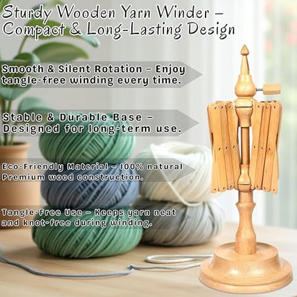 Wooden Yarn Swift Umbrella Table Top Yarn Winder