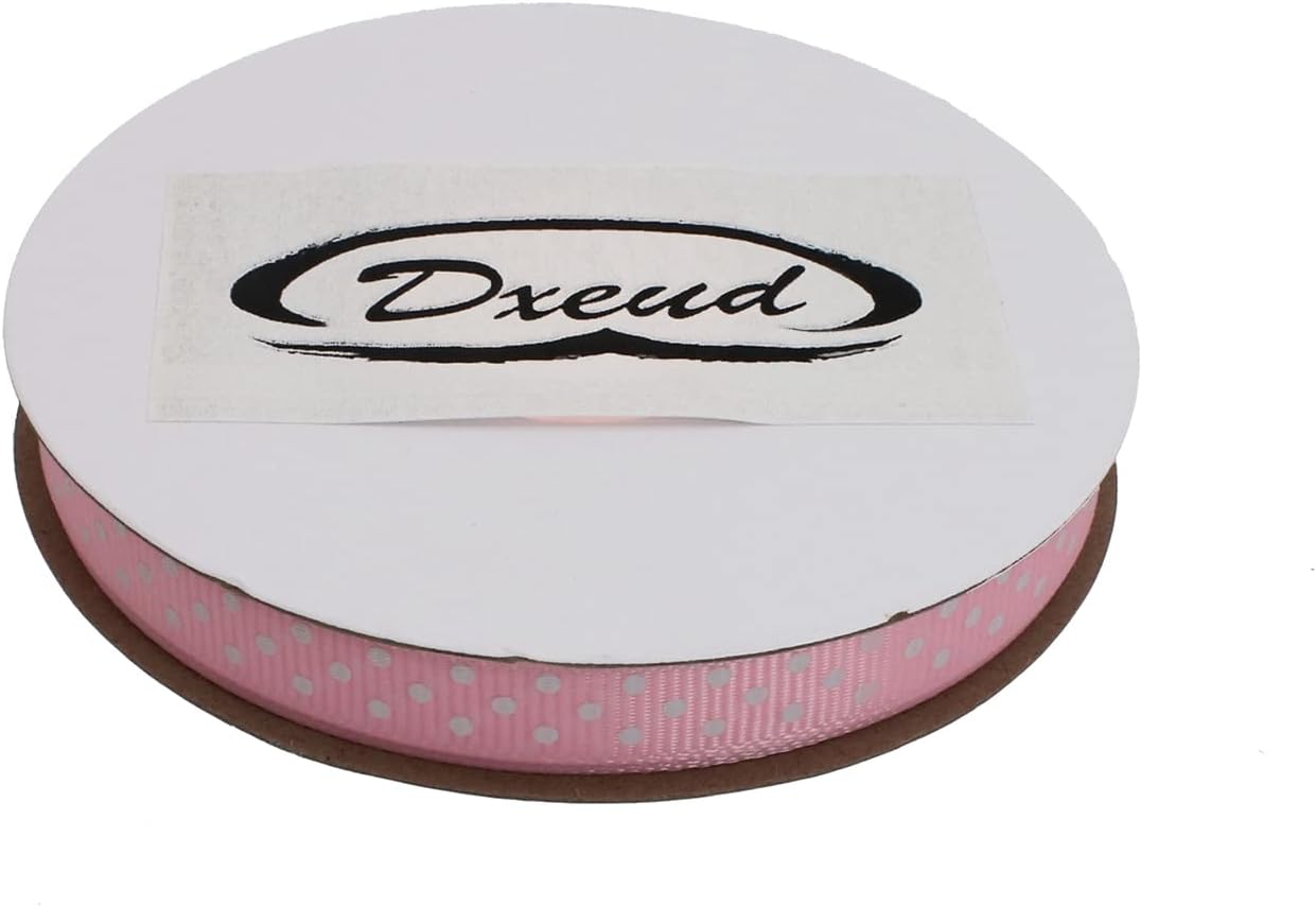Polka Dot Grosgrain Ribbon 25 Yard Each Roll 100% Polyester (3/8", Pink) - Crafty Corner