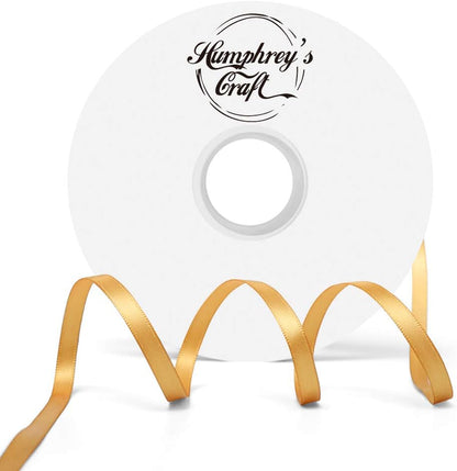 Humphrey's Craft 1/4 Inch Old Gold Double Faced Satin Ribbon - 50 Yards Variety of Color for Crafts Gift Wrapping DIY Bows Bouquet Decoration Sewing Christmas Tree Wedding Invitation Card. - Crafty Corner