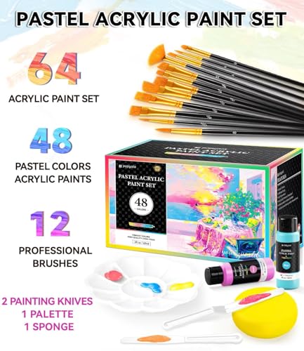 64 PCS Pastel Acrylic Paint Set