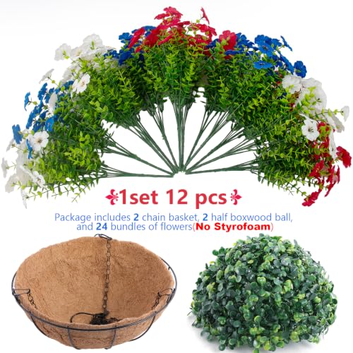 2 Set Artificial Outdoor Flowers with Hanging Basket (2 Count)