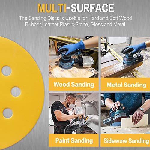 100PCS 5 Inch Sanding Discs 600 Grit Random Orbit Sander Sandpaper (100 Count)