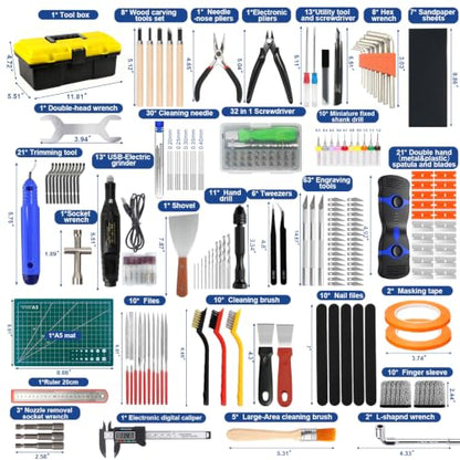 304PCS 3D Printing Accessory Tools with Tool Box for 3D Printer Modeler Basic Tools