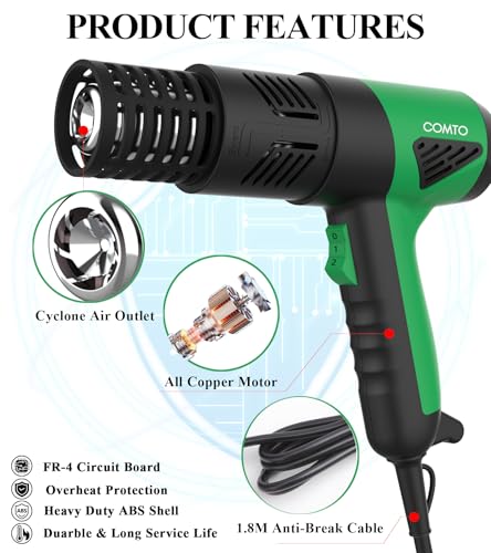Heat Gun 1800W Variable Temperature Hot Air Gun with LCD Display