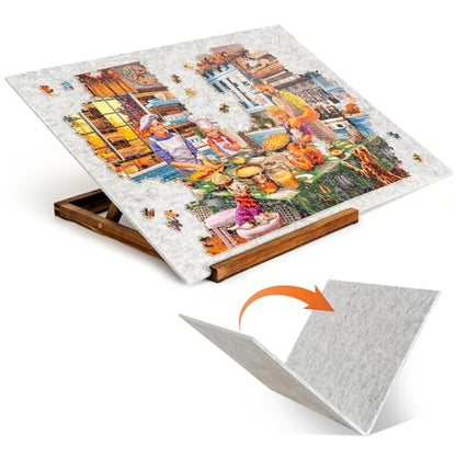 Foldable Jigsaw Puzzle Board with 3 Angle Adjustable Bracket