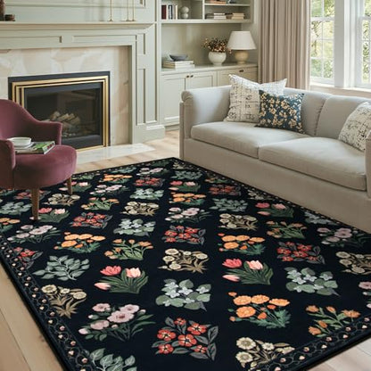 Floral Print Rug for Living Room (35.71 Sq Ft)