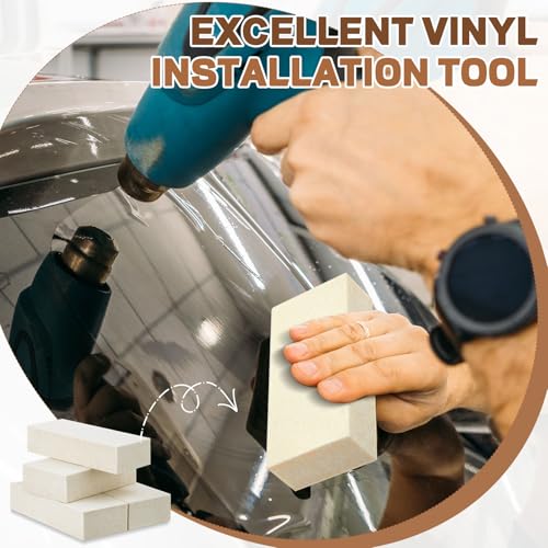 4 Pcs Thickened Felt Blocks Wool Soft Felt Squeegee Reusable Window Tint Tools Automotive Vinyl Wrapping Tool 1'' x 2'' x 4'' Whit Car Glass Mirror Film Installing Tool (4 Count)