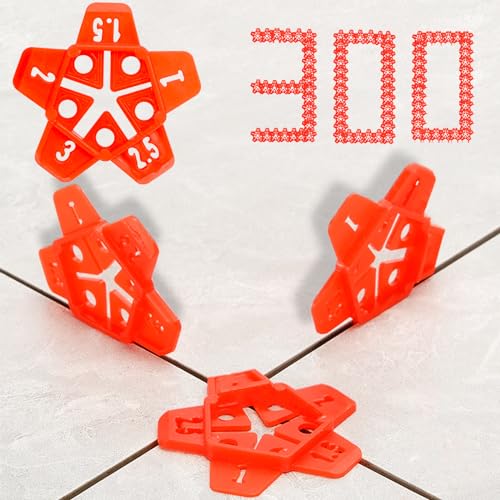 Tile Spacers 300pcs Reusable Multi Size Horseshoe U Shape Plastic Shims Upgraded 5 Sizes in 1 Spacer Tile Cross Spacer Floor Tile Leveling (300 Count)