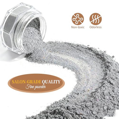 24Jars Chrome Nail Art Pearl Powder White Kit Gold Mirror Effect (24 Count)