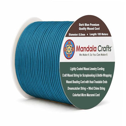 0.5mm Dark Blue Waxed Cord (327 Foot)