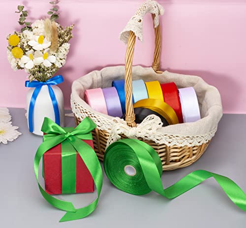 1 Inch Green Solid Satin Ribbon for Gift Wrapping