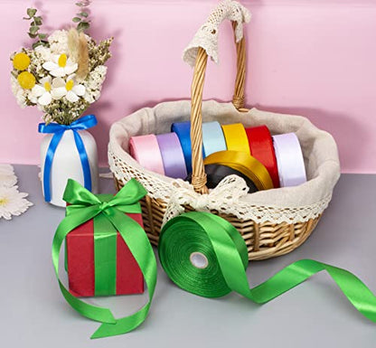 1 Inch Green Solid Satin Ribbon for Gift Wrapping