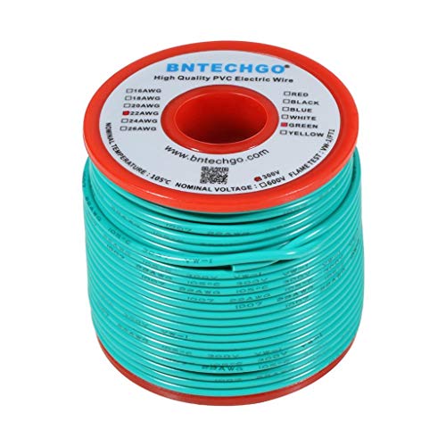 22 Gauge PVC Solid Electric Wire Green 100 ft Hookup Wire