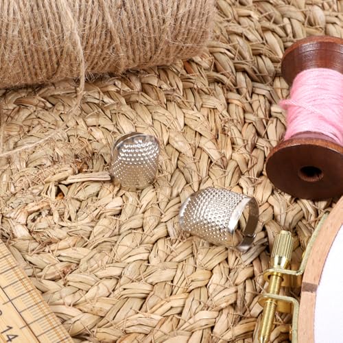 2 Pcs Thimbles Adjustable Ring Sashiko Needles Kits
