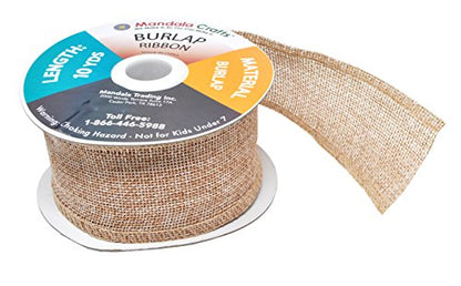 2 Inch Wide Natural Burlap Ribbon for Crafts (60 Foot)