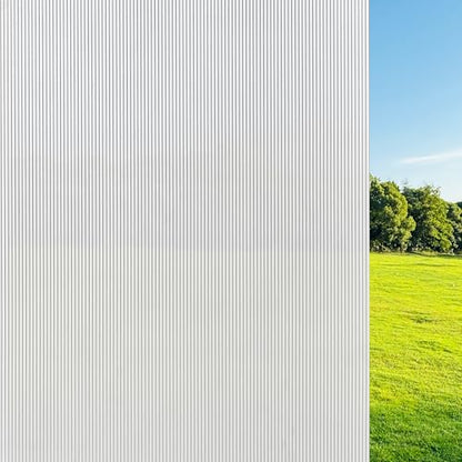Reeded Glass Privacy Film Frosted Window Cling Window Privacy Film 3D Decor UV Blocking Heat Control Static Cling Vinyl Removable Cover for Bathroom Living Room Office