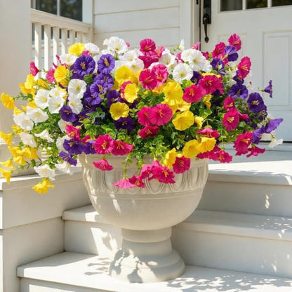 16 Bundles Artificial Flowers for Outdoor Spring Summer Decoration (16 Count)