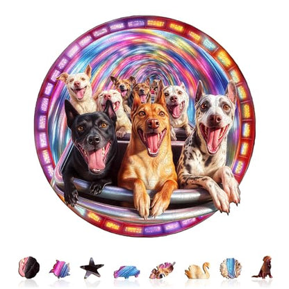Dog Roller Coaster Puzzles Adults Gifts for Women Men Wooden 200 Pieces 11.4 * 11.4in Wall Decor