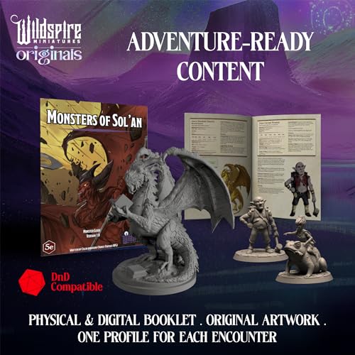 Fantasy Monsters & Bookish Dragon for DND Miniatures Unpainted Bulk 28mm (64 Count)