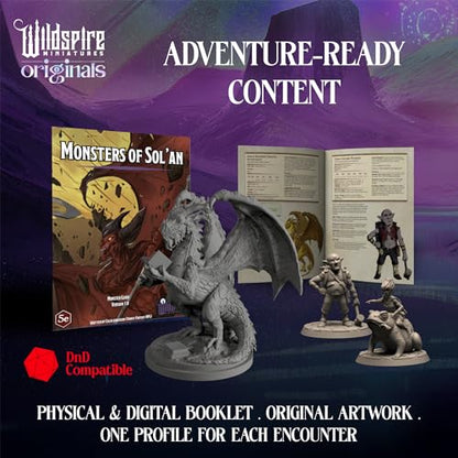 Fantasy Monsters & Bookish Dragon for DND Miniatures Unpainted Bulk 28mm (64 Count)