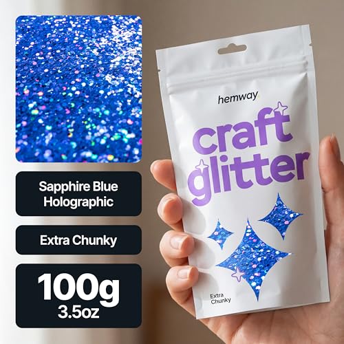 Craft Glitter Sapphire Blue Holographic 100g Extra Chunky Glitter (3.5 Ounce)
