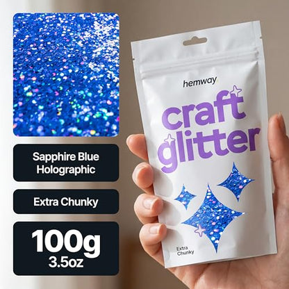 Craft Glitter Sapphire Blue Holographic 100g Extra Chunky Glitter (3.5 Ounce)