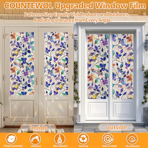 Window Privacy Film with Installation Tools Home Decorative Colored Glass Window Stickers Reusable electrostatic Rainbow Stickers