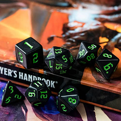 DND Dice Set D&D Polyhedral Dice with Leather Dice Bag (7 Count)