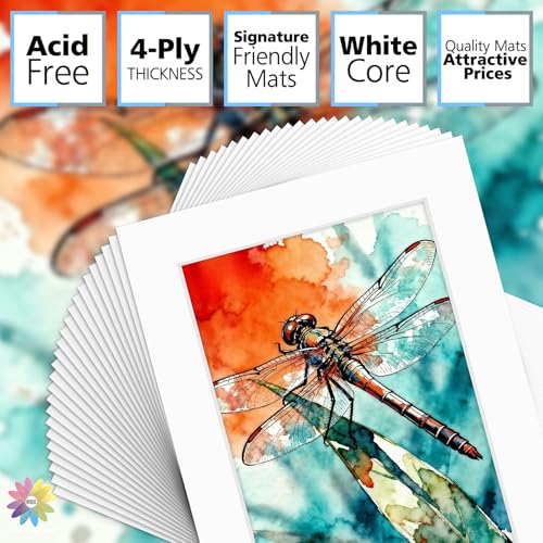 Mat Board Center 50 Pack 5x7 Picture Mat for 4x6 Photo White